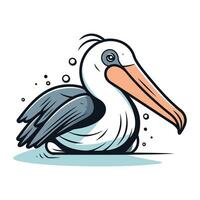 Pelican vector icon. Cartoon illustration of pelican vector icon for web design