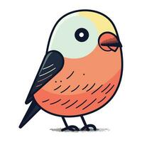 Bullfinch. Cute cartoon bird isolated on white background. Vector illustration.