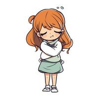 Cute little girl crying cartoon vector illustration graphic design vector illustration graphic design