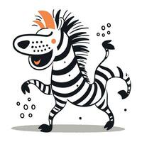 Zebra vector illustration. Cute cartoon zebra on white background.