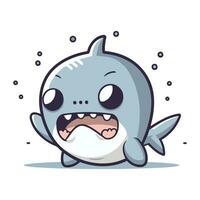 Cute shark cartoon character vector illustration. Cute cartoon shark.