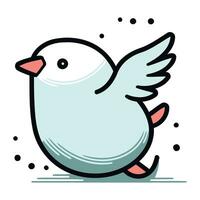 Vector illustration of a cute cartoon white dove on a white background.