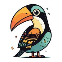 Cartoon toucan. Vector illustration. Isolated on white background.