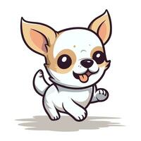 Cute cartoon chihuahua dog running. Vector illustration.