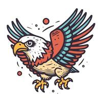 Eagle. Hand drawn vector illustration in cartoon style. Isolated on white background.
