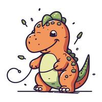 Cute cartoon dinosaur. Vector illustration. Cute cartoon dinosaur.