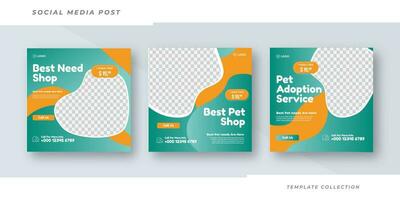 Best need pet shop, animal care promotion banner social media pack template Pro Vector