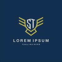 ST initial monogram logo for creative eagle line image vector design