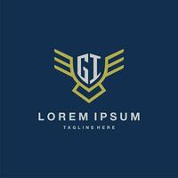 GI initial monogram logo for creative eagle line image vector design