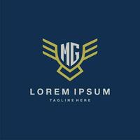 MG initial monogram logo for creative eagle line image vector design