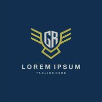 GR initial monogram logo for creative eagle line image vector design