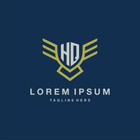 HQ initial monogram logo for creative eagle line image vector design