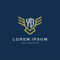 YO initial monogram logo for creative eagle line image vector design