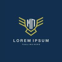 MN initial monogram logo for creative eagle line image vector design