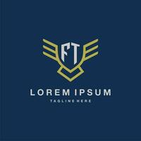 FT initial monogram logo for creative eagle line image vector design