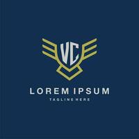 VC initial monogram logo for creative eagle line image vector design