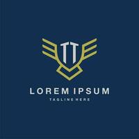 TT initial monogram logo for creative eagle line image vector design