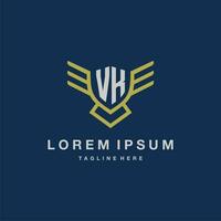 VK initial monogram logo for creative eagle line image vector design