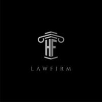 HF initial monogram logo lawfirm with pillar design vector