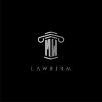 MW initial monogram logo lawfirm with pillar design vector