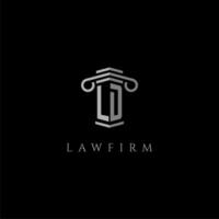 LD initial monogram logo lawfirm with pillar design vector