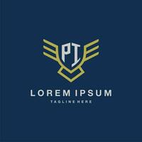 PI initial monogram logo for creative eagle line image vector design