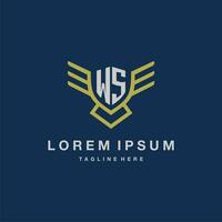 WS initial monogram logo for creative eagle line image vector design