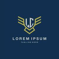 LC initial monogram logo for creative eagle line image vector design