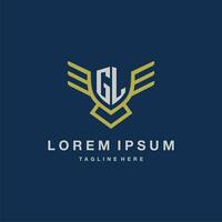 GL initial monogram logo for creative eagle line image vector design