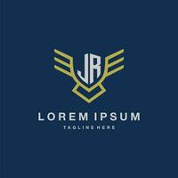 JR initial monogram logo for creative eagle line image vector design