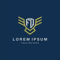 FQ initial monogram logo for creative eagle line image vector design