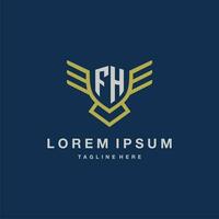 FH initial monogram logo for creative eagle line image vector design