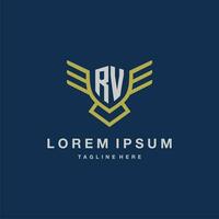 RV initial monogram logo for creative eagle line image vector design