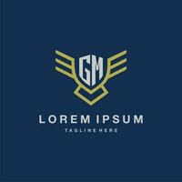 GM initial monogram logo for creative eagle line image vector design