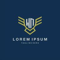 WN initial monogram logo for creative eagle line image vector design