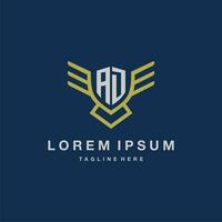 AD initial monogram logo for creative eagle line image vector design