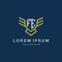 FE initial monogram logo for creative eagle line image vector design