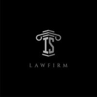 IS initial monogram logo lawfirm with pillar design vector