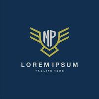 MP initial monogram logo for creative eagle line image vector design