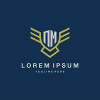 NM initial monogram logo for creative eagle line image vector design