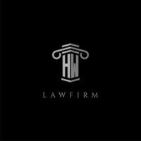 hw inicial monograma logo bufete de abogados con pilar diseño vector