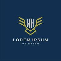 WH initial monogram logo for creative eagle line image vector design