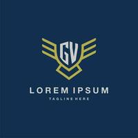 GV initial monogram logo for creative eagle line image vector design