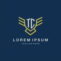 TC initial monogram logo for creative eagle line image vector design