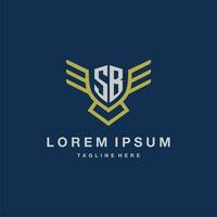 SB initial monogram logo for creative eagle line image vector design