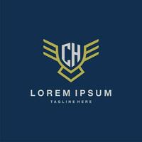 CH initial monogram logo for creative eagle line image vector design