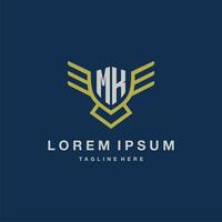 MK initial monogram logo for creative eagle line image vector design