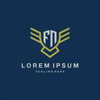 FN initial monogram logo for creative eagle line image vector design