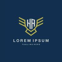 HA initial monogram logo for creative eagle line image vector design