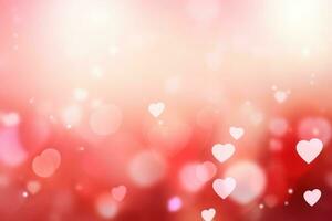 AI Generated Saint valentine day greeting card bokeh blur background. Generative AI photo